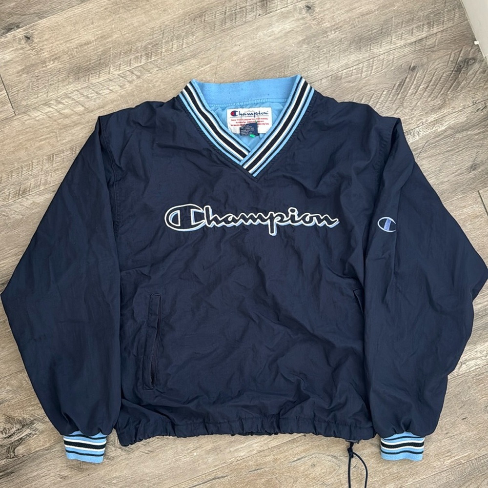 Vintage Oversized Blue Champion Windbreaker Pullover